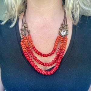 Chico’s red beaded necklace NWT